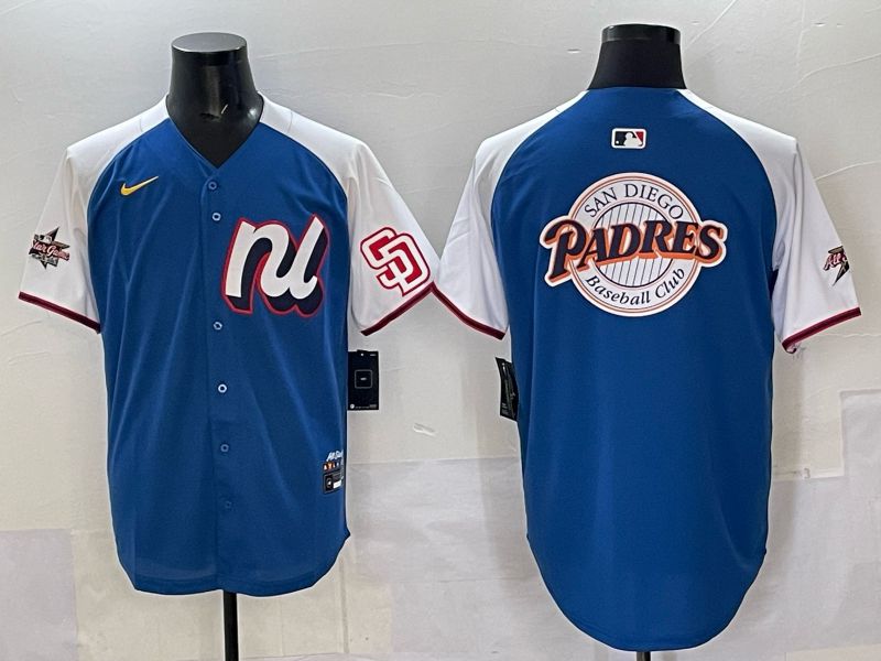 Men San Diego Padres Blank Blue white All star 2025 Nike MLB Jersey style 03->san diego padres->MLB Jersey